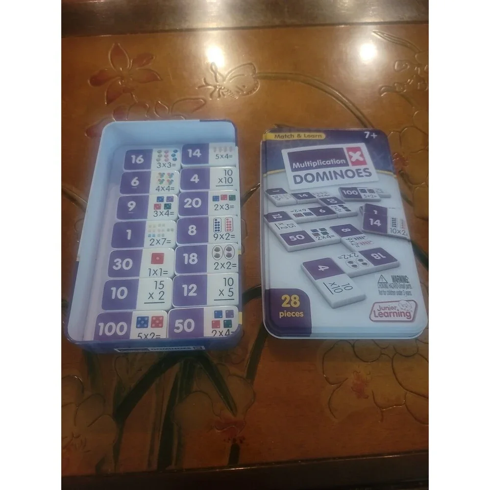 Junior Learning Multiplication Dominoes Math Game 28 Pieces Ages 7+ Homeschool